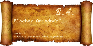 Blocher Ariadné névjegykártya